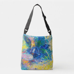 Vibrant Abstract Cat Art Print Crossbody Bag