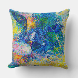 Vibrant Abstract Cat Art Print Cushion