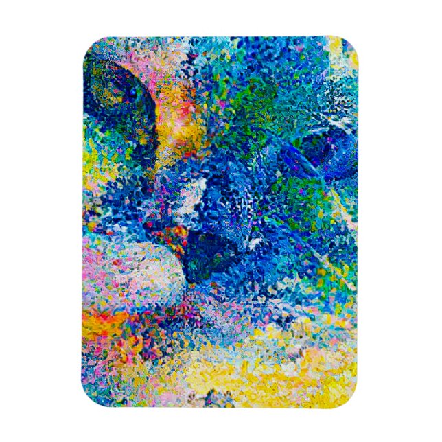 Vibrant Abstract Cat Art Print Magnet (Vertical)