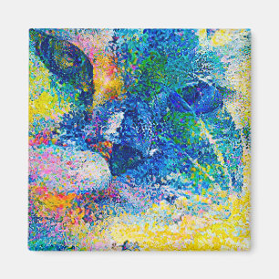 Vibrant Abstract Cat Art Print Magnet