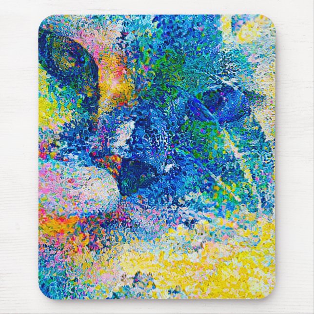 Vibrant Abstract Cat Art Print Mouse Pad (Front)