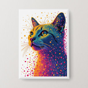 Vibrant Abstract Cat Portrait with Colourful Dotte