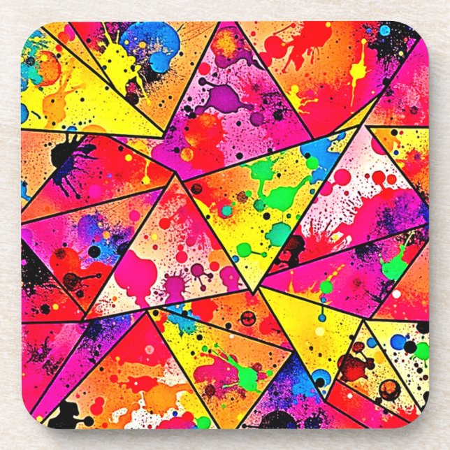 Vibrant Abstract Chaos Unveiled Design Coaster (Front)
