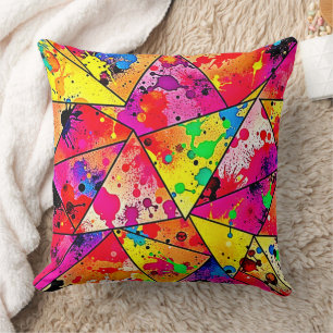 Vibrant Abstract Chaos Unveiled Design Cushion