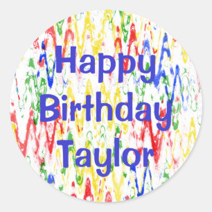 Vibrant Abstract Chevrons Birthday Party Classic Round Sticker