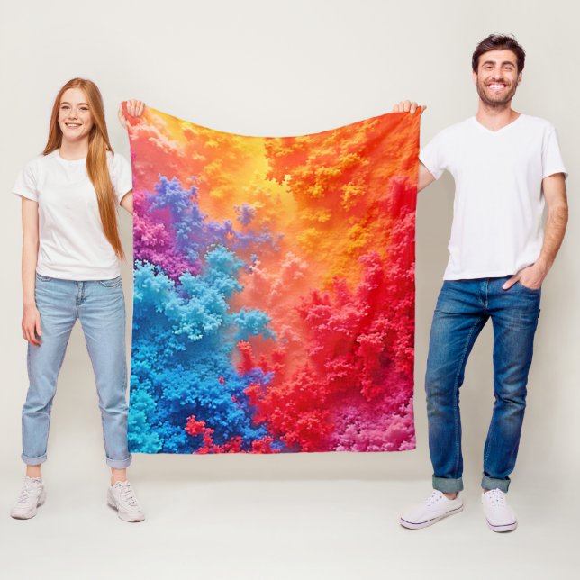 Vibrant Abstract Cloud Hues Fleece Blanket (In Situ)