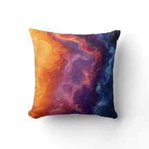 Vibrant Abstract Color Swirl Throw Pillow