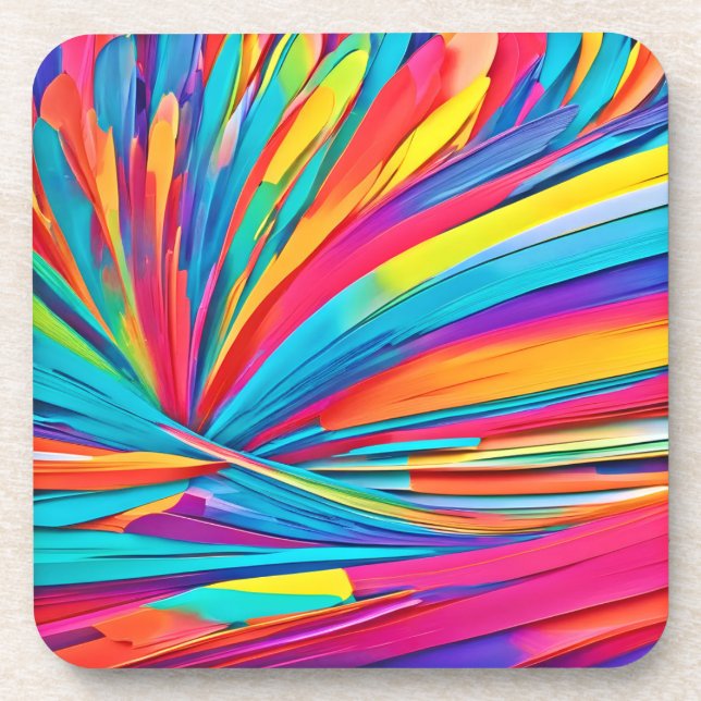 Vibrant Abstract Colour Burst Coaster (Front)