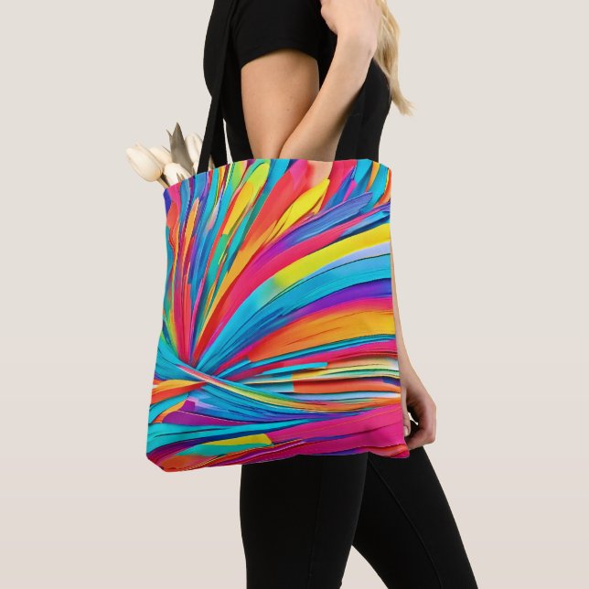 Vibrant Abstract Colour Burst Tote Bag (Close Up)