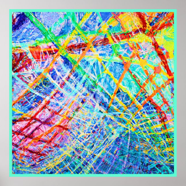 Vibrant Abstract Colour Explosion Pattern Poster (Front)