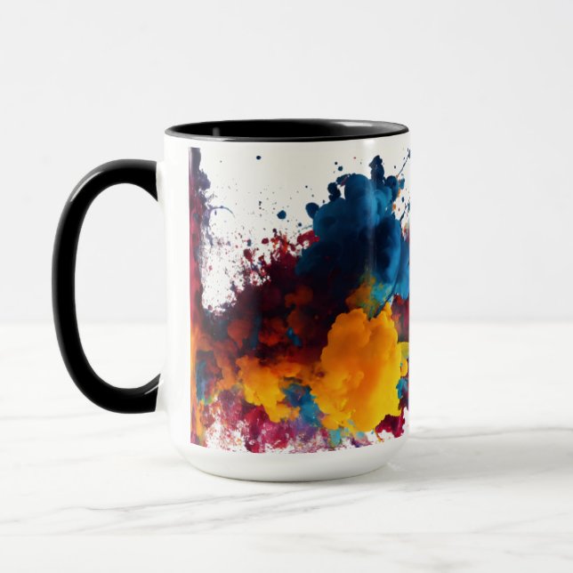 Vibrant Abstract Colour Splashes - 15 oz Combo Mug (Left)