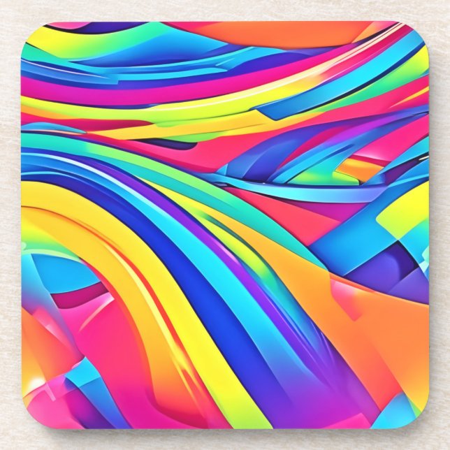Vibrant Abstract Colour Wave Art Coaster (Front)
