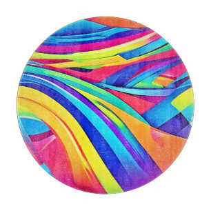 Vibrant Abstract Colour Wave Art Cutting Board