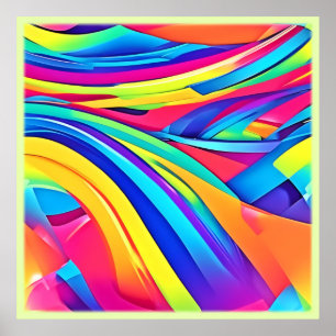 Vibrant Abstract Colour Wave Art Poster