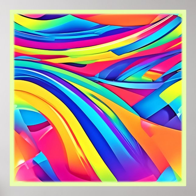 Vibrant Abstract Colour Wave Art Poster (Front)