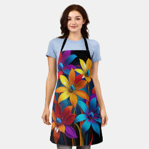 Vibrant Abstract Colourful Floral Art-32908 Apron