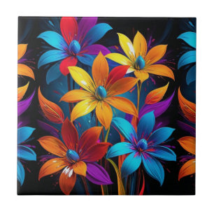 Vibrant Abstract Colourful Floral Art-32908 Ceramic Tile