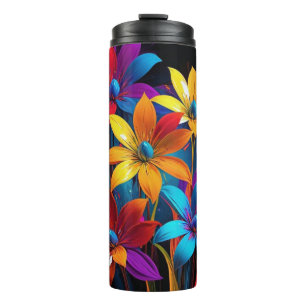 Vibrant Abstract Colourful Floral Art-32908 Thermal Tumbler