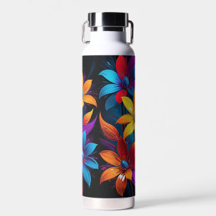 Vibrant Abstract Colourful Floral Art-32908 Water Bottle
