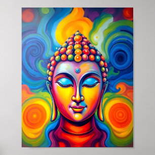 Vibrant Abstract Contemporary Art Buddha Painting Poster