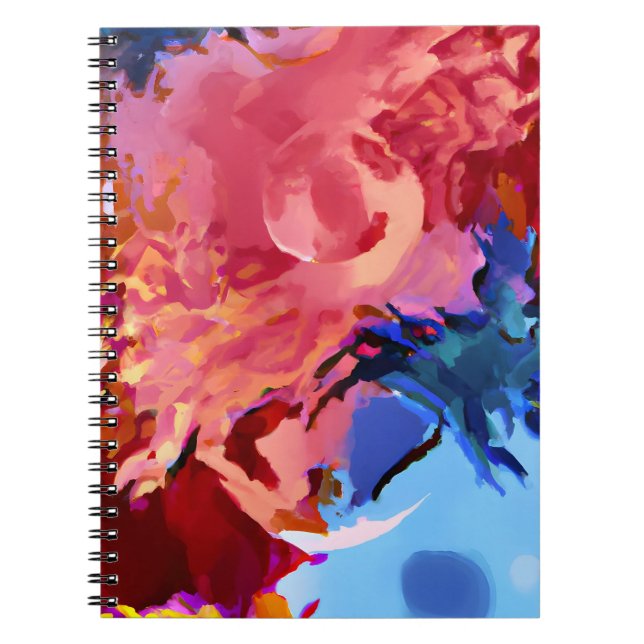 Vibrant Abstract Cosmic Swirl Notebook (Front)