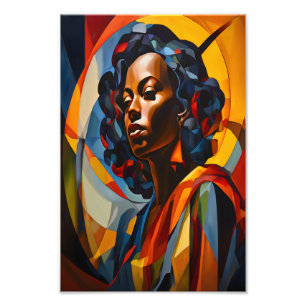 Vibrant Abstract Cubist Portrait Art Photo Print
