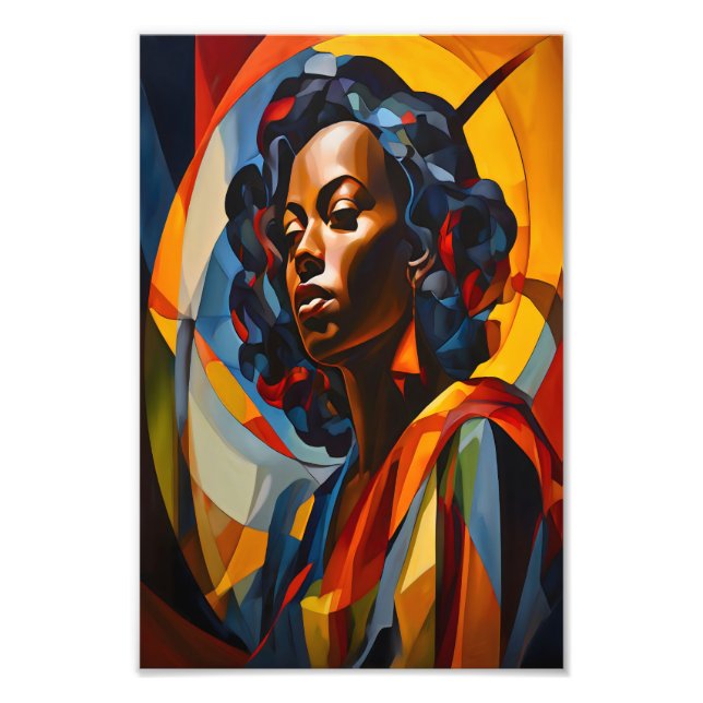 Vibrant Abstract Cubist Portrait Art Photo Print (Front)