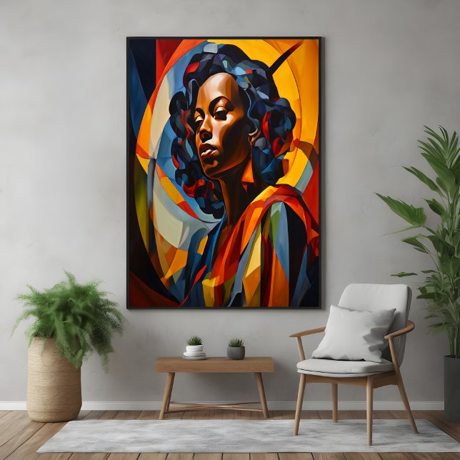 Vibrant Abstract Cubist Portrait Art Poster (Creator Uploaded)