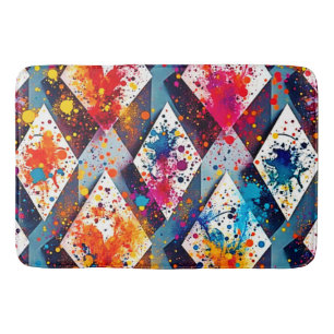 Vibrant Abstract Diamond Patterns Bath Mat