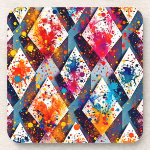 Vibrant Abstract Diamond Patterns Coaster