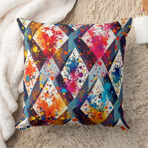 Vibrant Abstract Diamond Patterns Cushion
