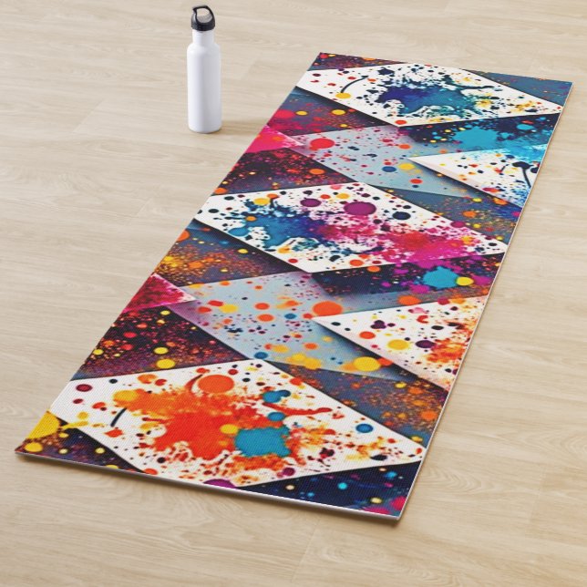 Vibrant Abstract Diamond Patterns Yoga Mat (In Situ)
