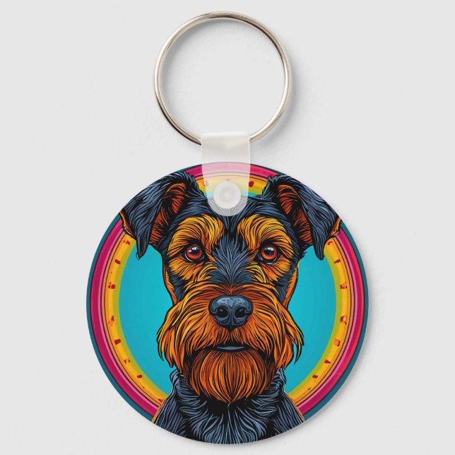 Vibrant Abstract Dog Colourful Pet Lover Gift Key Ring (Front)
