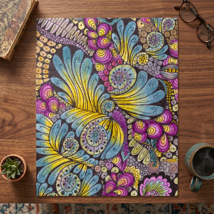 Vibrant Abstract Doodle Swirls Colourful Pattern Jigsaw Puzzle