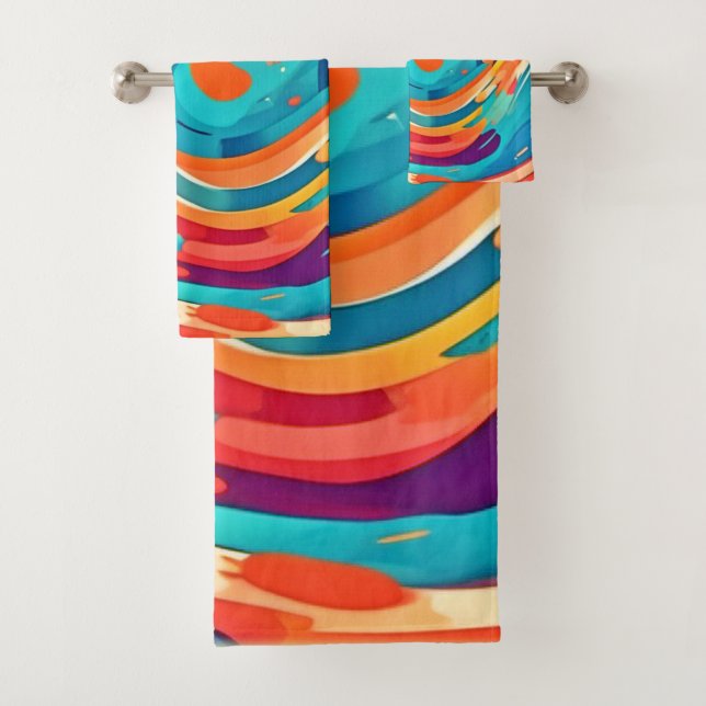 Vibrant Abstract Dreamscape Bath Towel Set (Insitu)