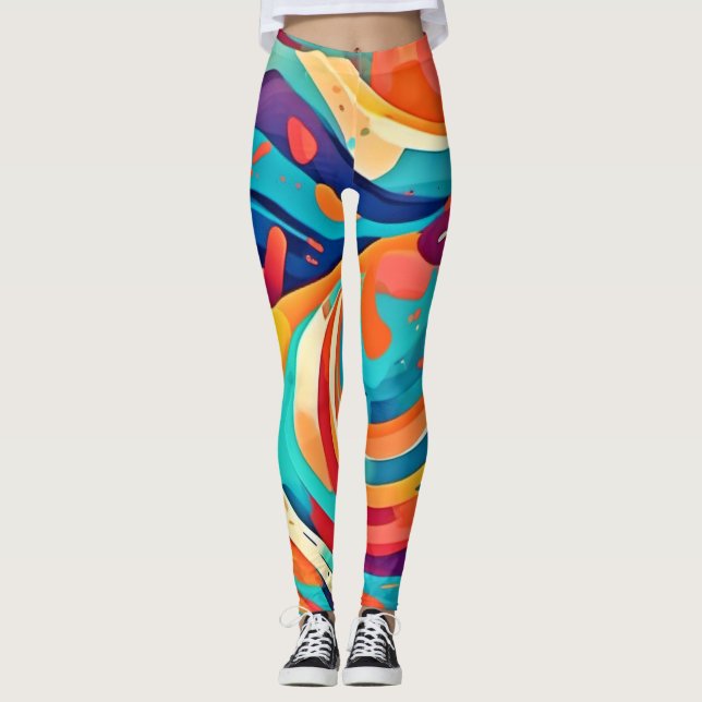 Vibrant Abstract Dreamscape Leggings (Front)