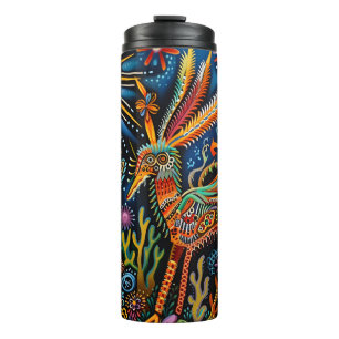 Vibrant Abstract Ethnic Huichol Tribal Pattern Thermal Tumbler