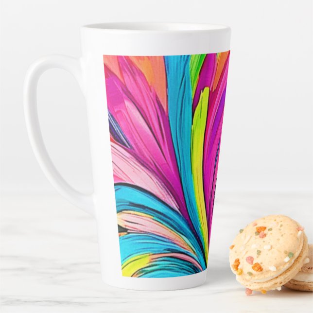 Vibrant Abstract Explosion Latte Mug (In Situ)