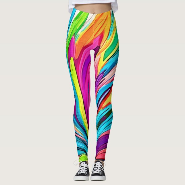 Vibrant Abstract Explosion Leggings (Front)