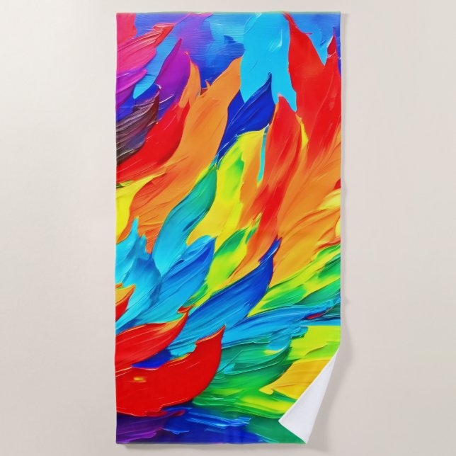 Vibrant Abstract Expressionism Painting  Beach Towel (Front)