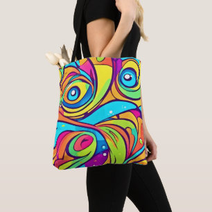 Vibrant Abstract Eyes Design Tote Bag