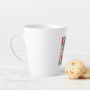 Vibrant Abstract Faces – Contemporary Line Art Latte Mug