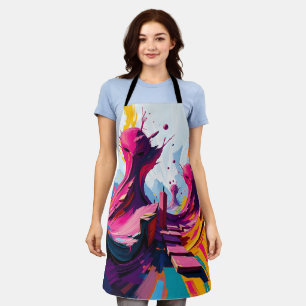 Vibrant Abstract Fantasy Landscape Apron