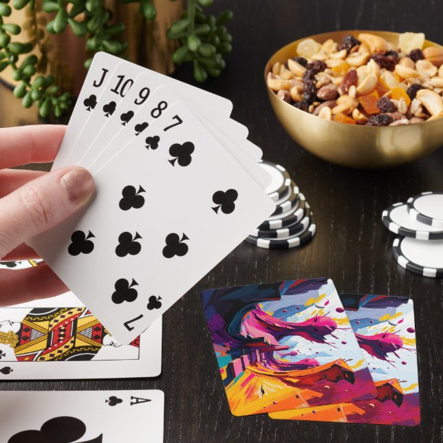 Vibrant Abstract Fantasy Landscape Playing Cards (In Situ)