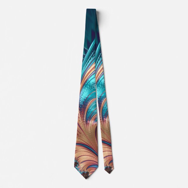 Vibrant Abstract Feathers Turquoise & Purple Tie (Front)