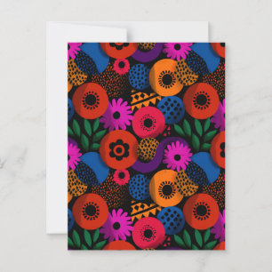 Vibrant Abstract Floral and Geometric Pattern Postcard