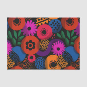 Vibrant Abstract Floral and Geometric Pattern Tissue Paper