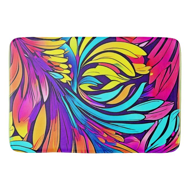 Vibrant Abstract Floral Bath Mat (Front)