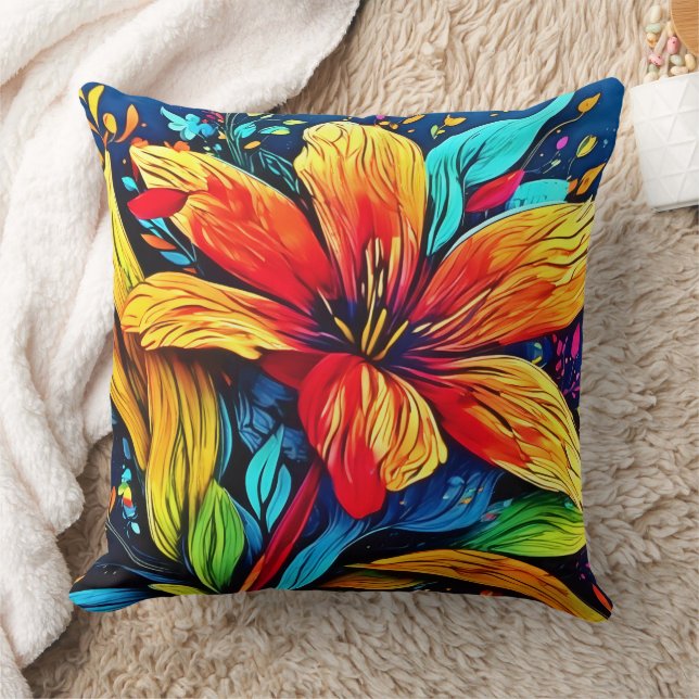 Vibrant Abstract Floral Burst Cushion (Blanket)