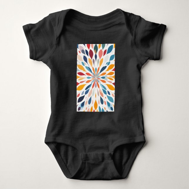 Vibrant Abstract Floral Burst Pattern  Baby Bodysuit (Front)